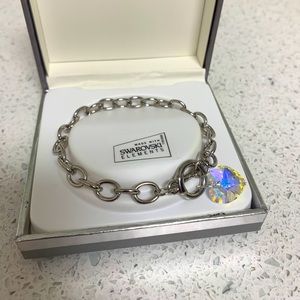 Silver Chain Bracelet with Heart Charm